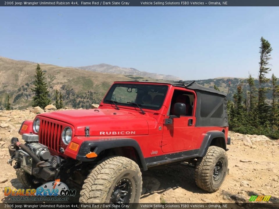2006 Jeep Wrangler Unlimited Rubicon 4x4 Flame Red / Dark Slate Gray Photo #1