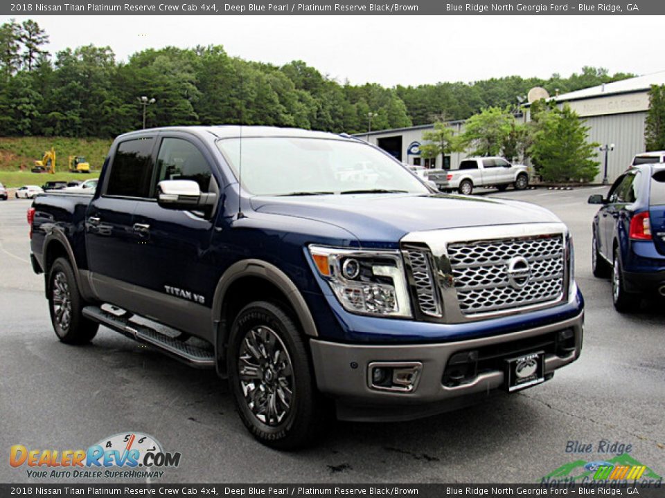 2018 Nissan Titan Platinum Reserve Crew Cab 4x4 Deep Blue Pearl / Platinum Reserve Black/Brown Photo #7