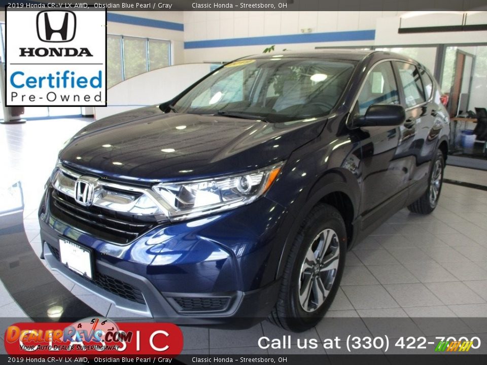2019 Honda CR-V LX AWD Obsidian Blue Pearl / Gray Photo #1