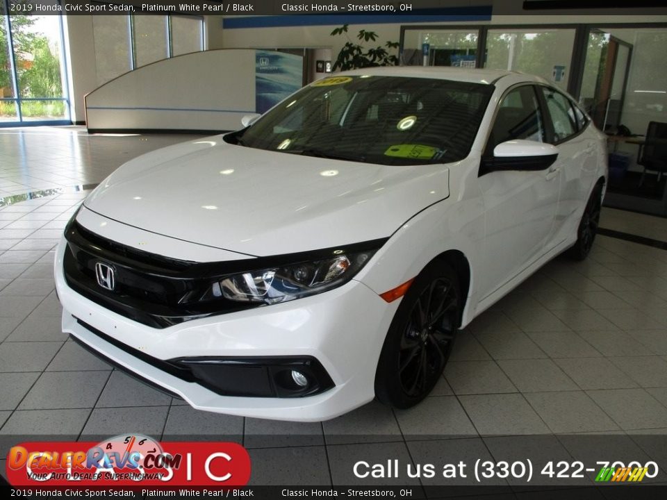 2019 Honda Civic Sport Sedan Platinum White Pearl / Black Photo #1