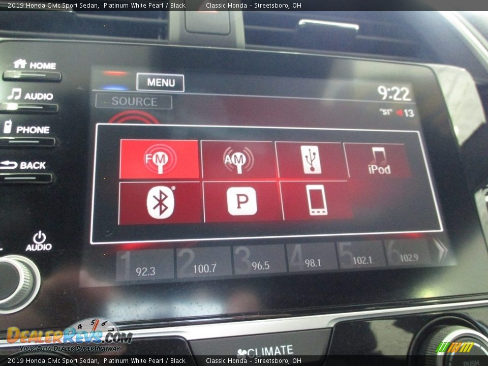 2019 Honda Civic Sport Sedan Platinum White Pearl / Black Photo #36