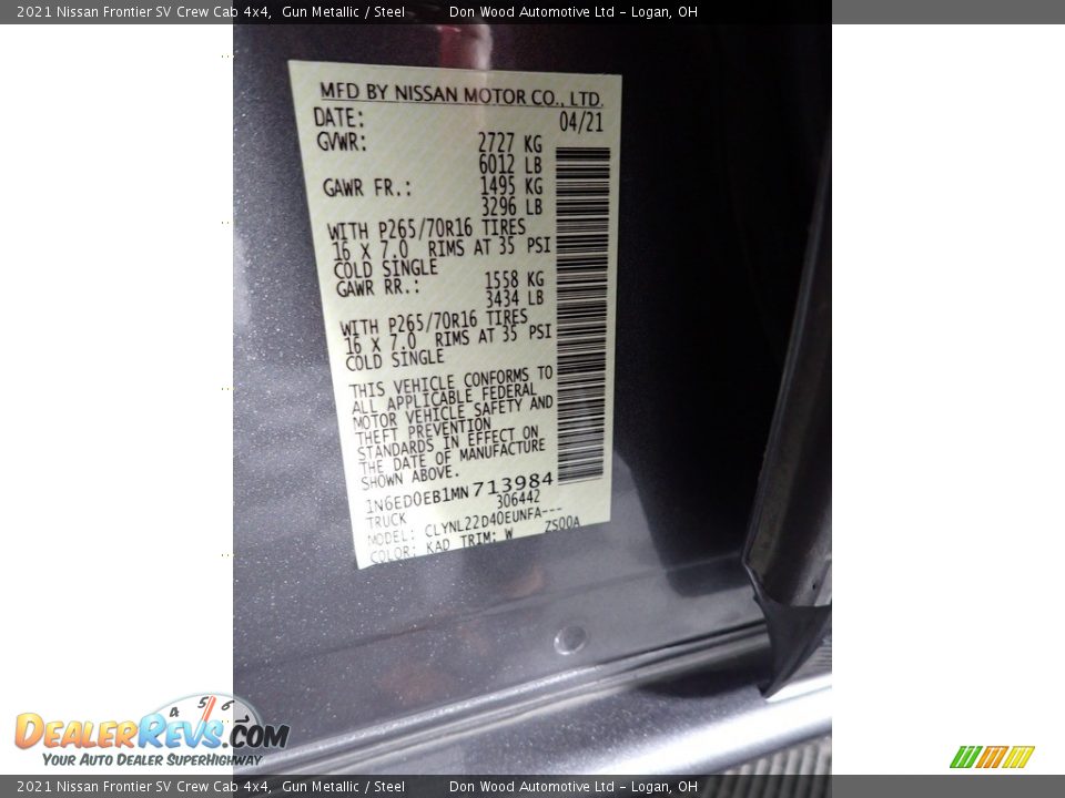 2021 Nissan Frontier SV Crew Cab 4x4 Gun Metallic / Steel Photo #31