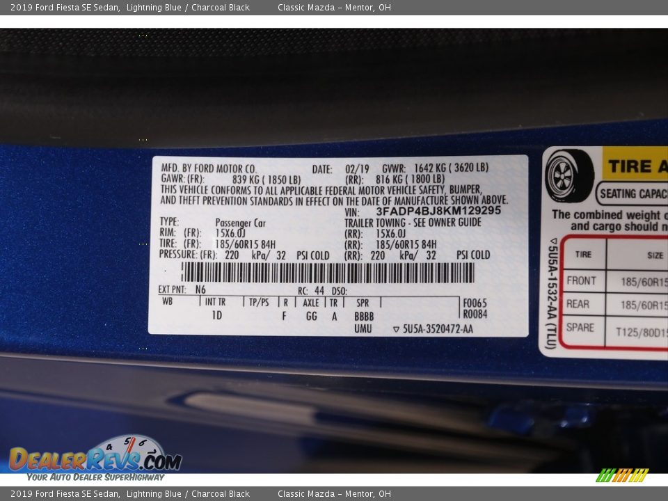 2019 Ford Fiesta SE Sedan Lightning Blue / Charcoal Black Photo #20