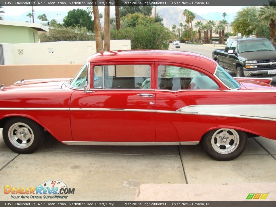 1957 Chevrolet Bel Air 2 Door Sedan Vermillion Red / Red/Grey Photo #1