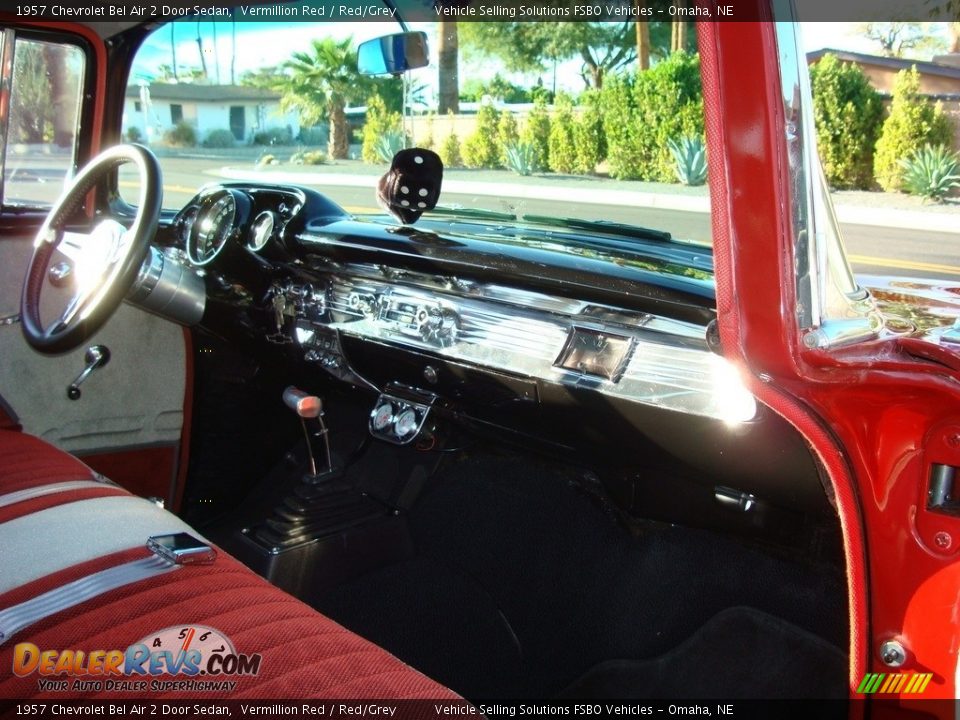 1957 Chevrolet Bel Air 2 Door Sedan Vermillion Red / Red/Grey Photo #3