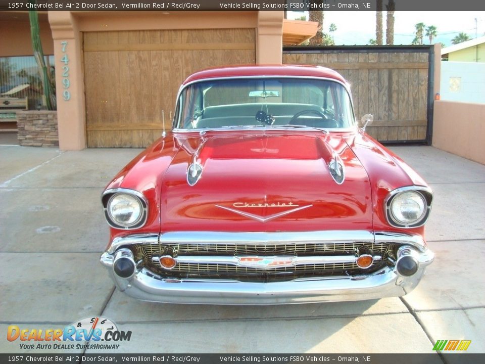 1957 Chevrolet Bel Air 2 Door Sedan Vermillion Red / Red/Grey Photo #17