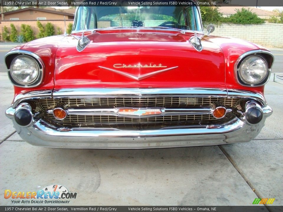 1957 Chevrolet Bel Air 2 Door Sedan Vermillion Red / Red/Grey Photo #18