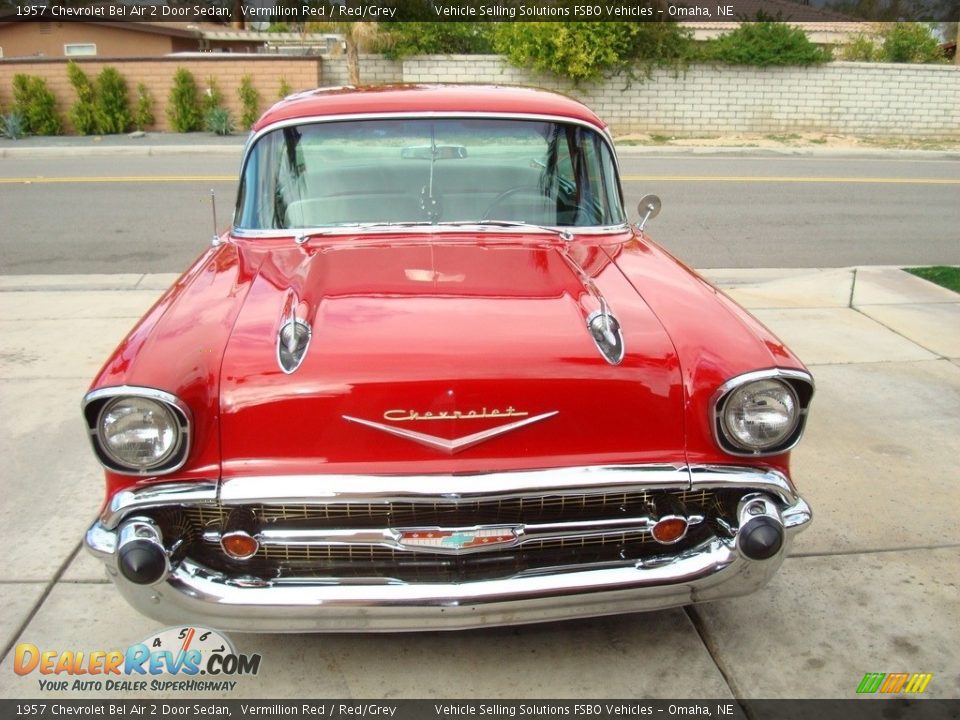 1957 Chevrolet Bel Air 2 Door Sedan Vermillion Red / Red/Grey Photo #20