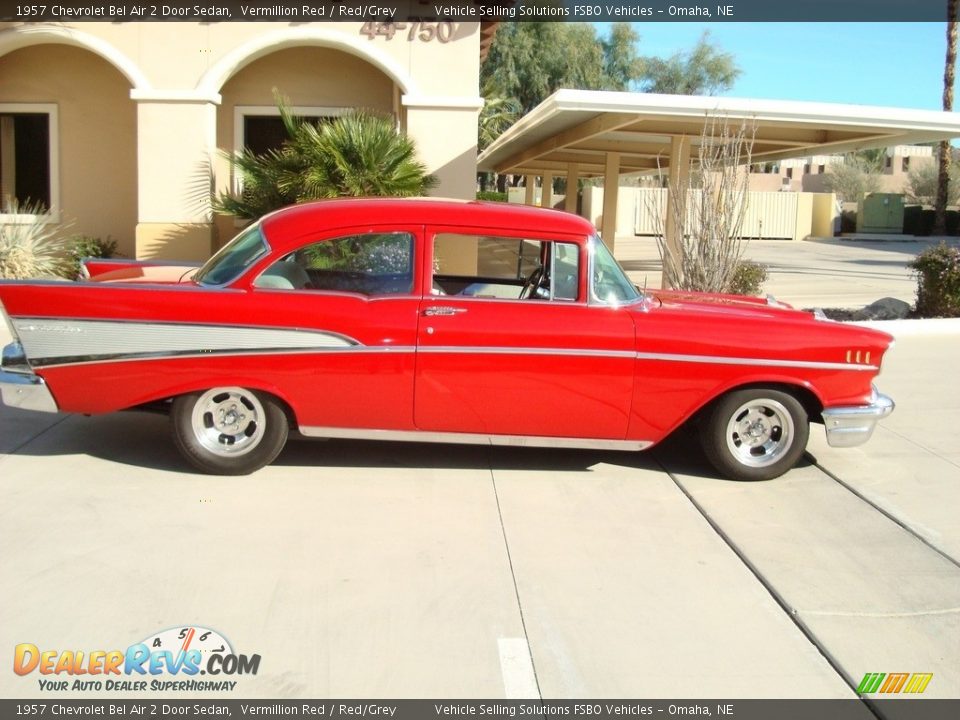 1957 Chevrolet Bel Air 2 Door Sedan Vermillion Red / Red/Grey Photo #22