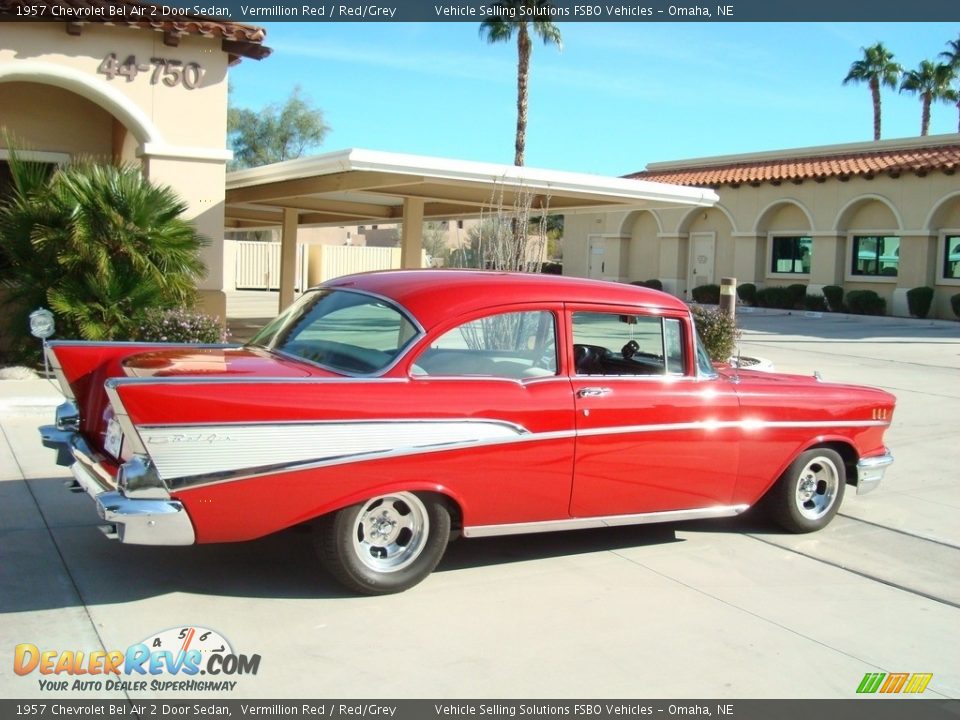 1957 Chevrolet Bel Air 2 Door Sedan Vermillion Red / Red/Grey Photo #23