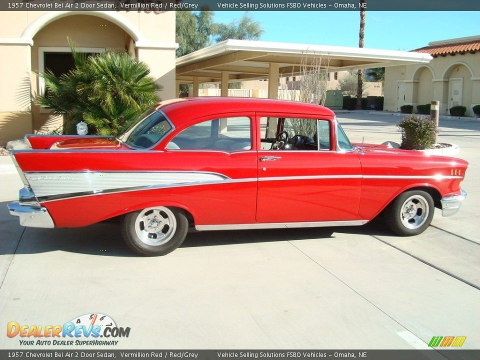 1957 Chevrolet Bel Air 2 Door Sedan Vermillion Red / Red/Grey Photo #24