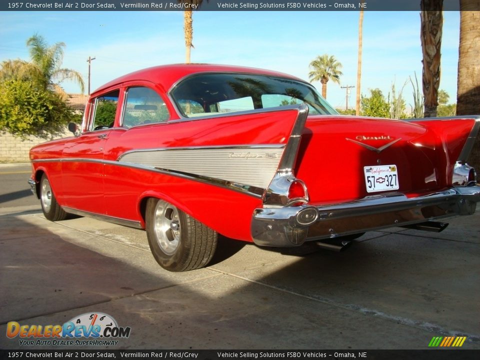 1957 Chevrolet Bel Air 2 Door Sedan Vermillion Red / Red/Grey Photo #25