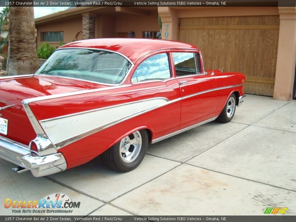 1957 Chevrolet Bel Air 2 Door Sedan Vermillion Red / Red/Grey Photo #27