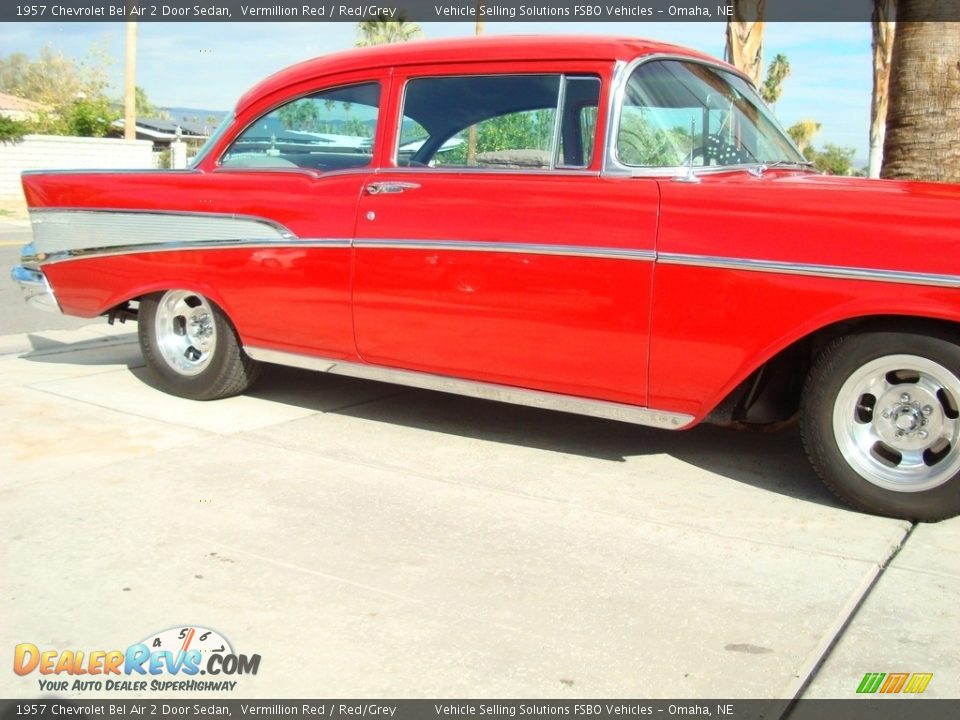 1957 Chevrolet Bel Air 2 Door Sedan Vermillion Red / Red/Grey Photo #28