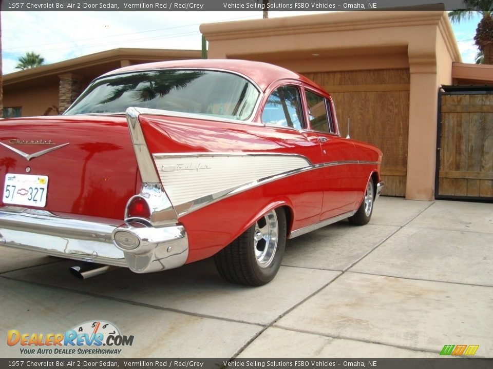 1957 Chevrolet Bel Air 2 Door Sedan Vermillion Red / Red/Grey Photo #31