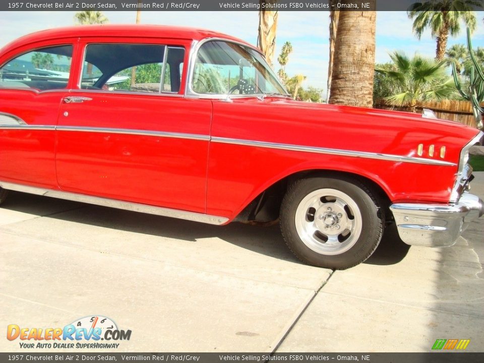 1957 Chevrolet Bel Air 2 Door Sedan Vermillion Red / Red/Grey Photo #35