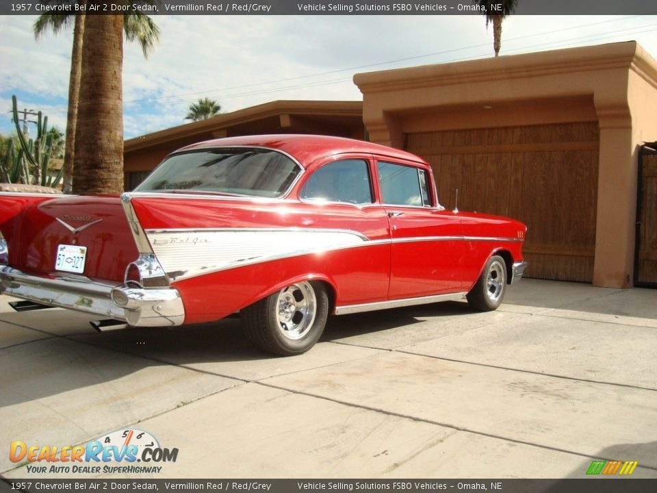 1957 Chevrolet Bel Air 2 Door Sedan Vermillion Red / Red/Grey Photo #36