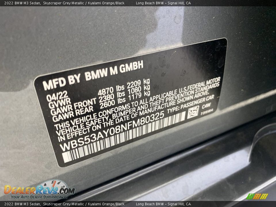 2022 BMW M3 Sedan Skyscraper Grey Metallic / Kyalami Orange/Black Photo #27