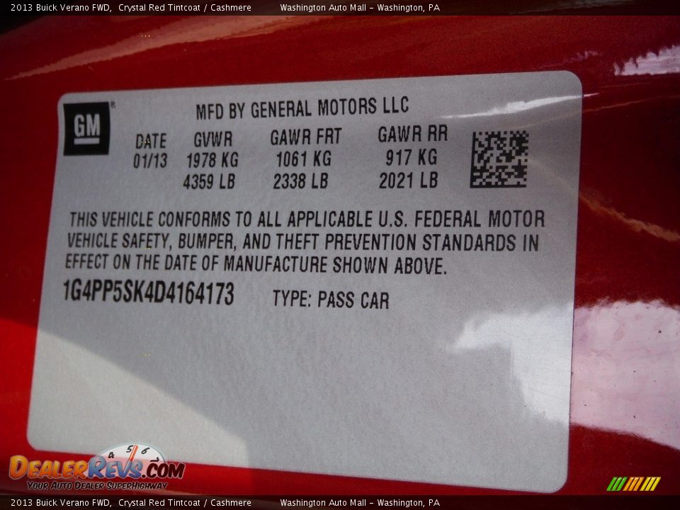 2013 Buick Verano FWD Crystal Red Tintcoat / Cashmere Photo #26