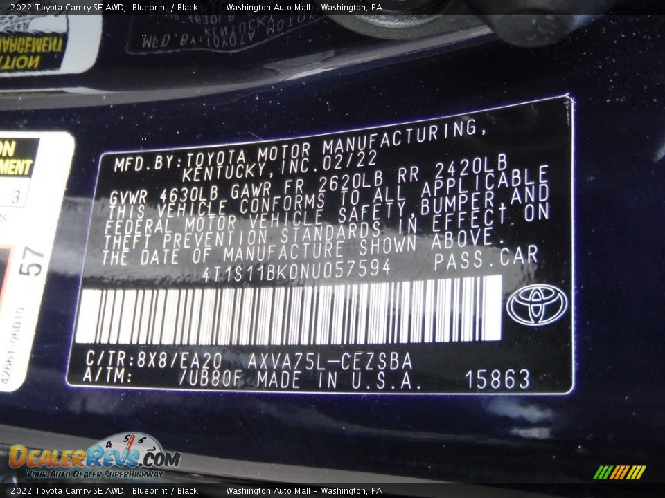 2022 Toyota Camry SE AWD Blueprint / Black Photo #34