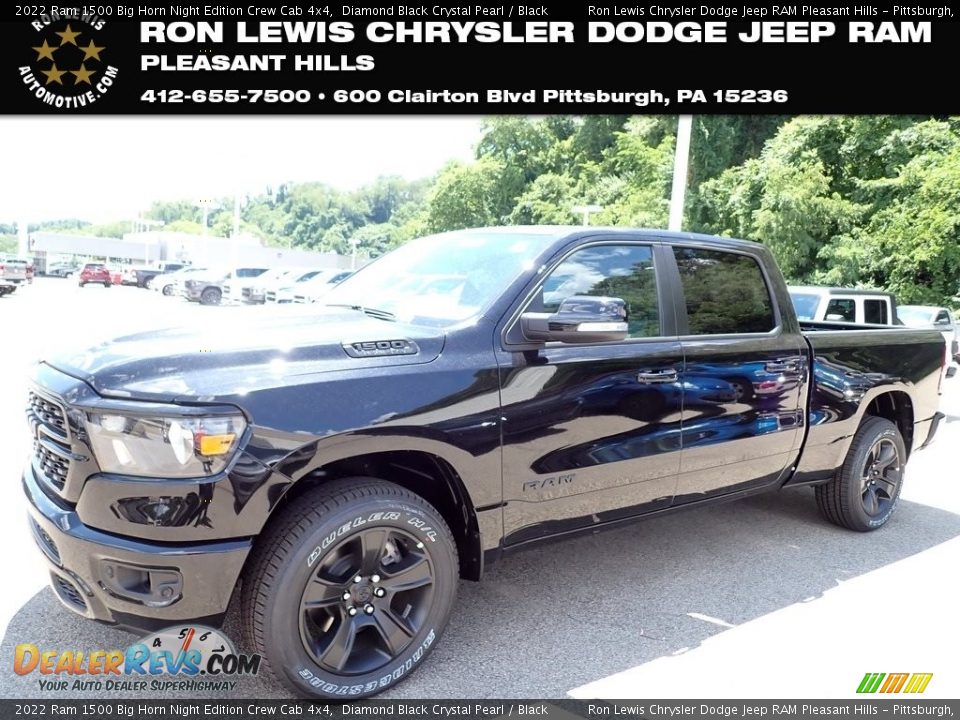 2022 Ram 1500 Big Horn Night Edition Crew Cab 4x4 Diamond Black Crystal Pearl / Black Photo #1