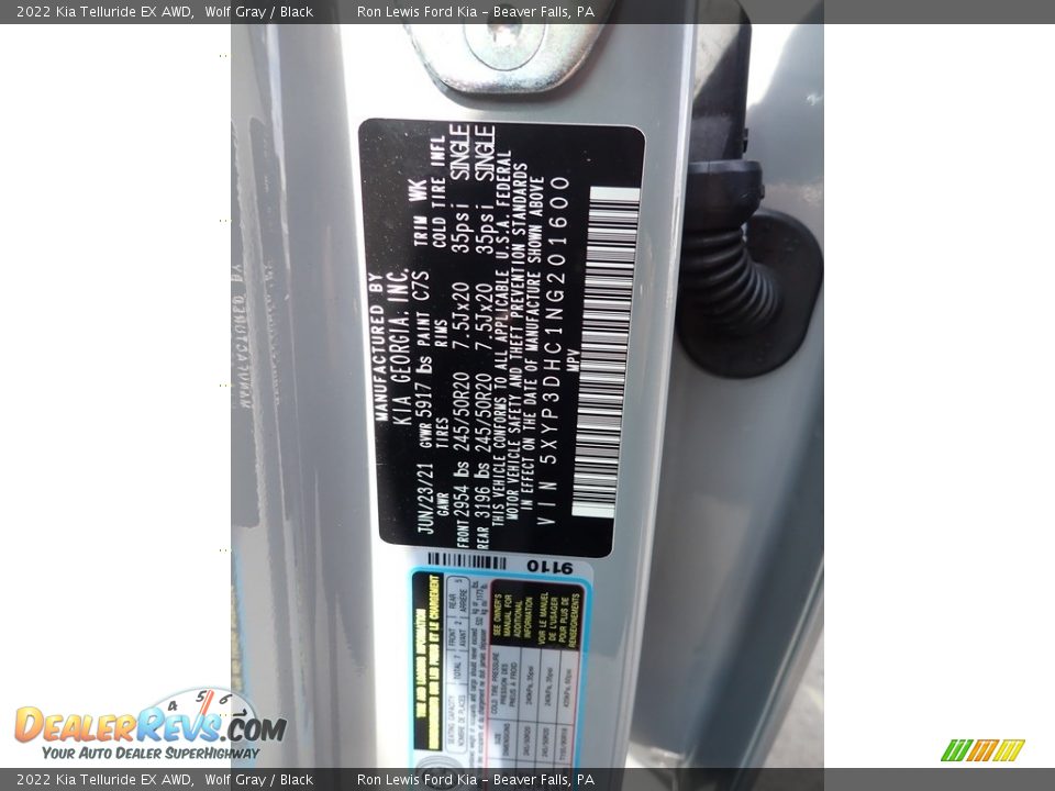 2022 Kia Telluride EX AWD Wolf Gray / Black Photo #20