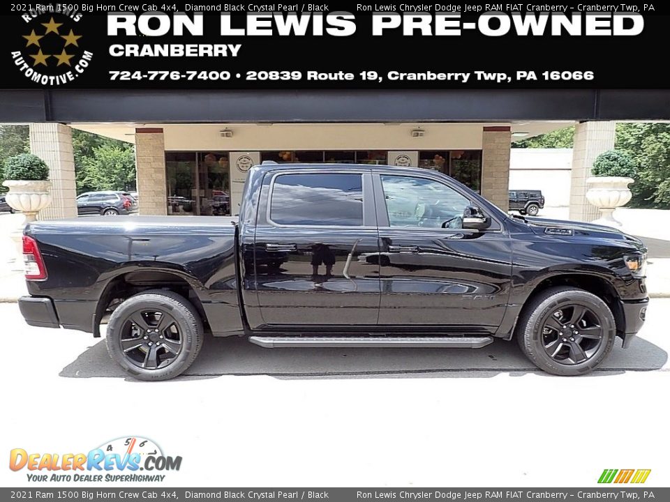 2021 Ram 1500 Big Horn Crew Cab 4x4 Diamond Black Crystal Pearl / Black Photo #1