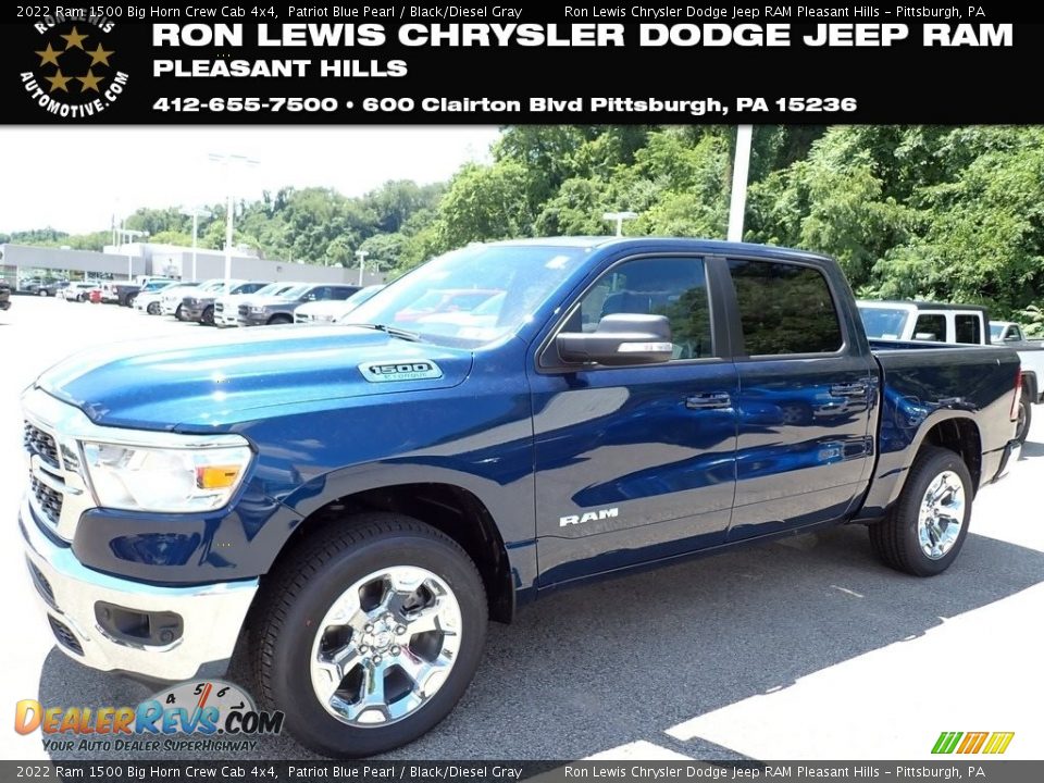 2022 Ram 1500 Big Horn Crew Cab 4x4 Patriot Blue Pearl / Black/Diesel Gray Photo #1