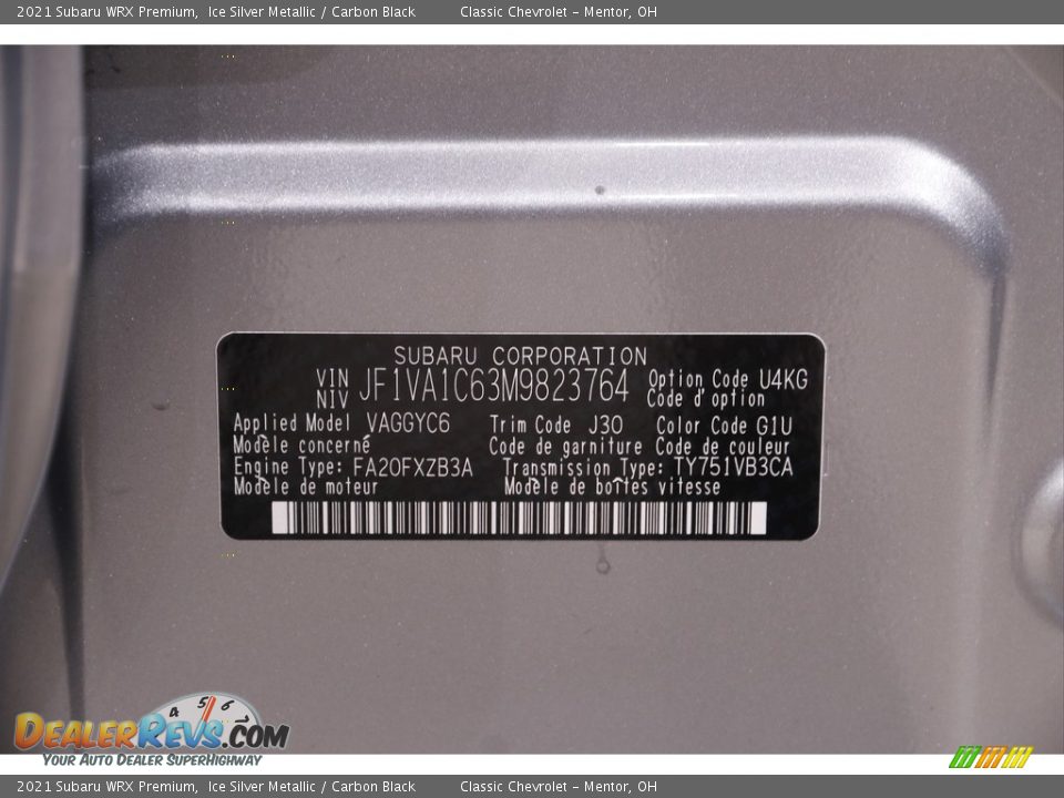 2021 Subaru WRX Premium Ice Silver Metallic / Carbon Black Photo #27