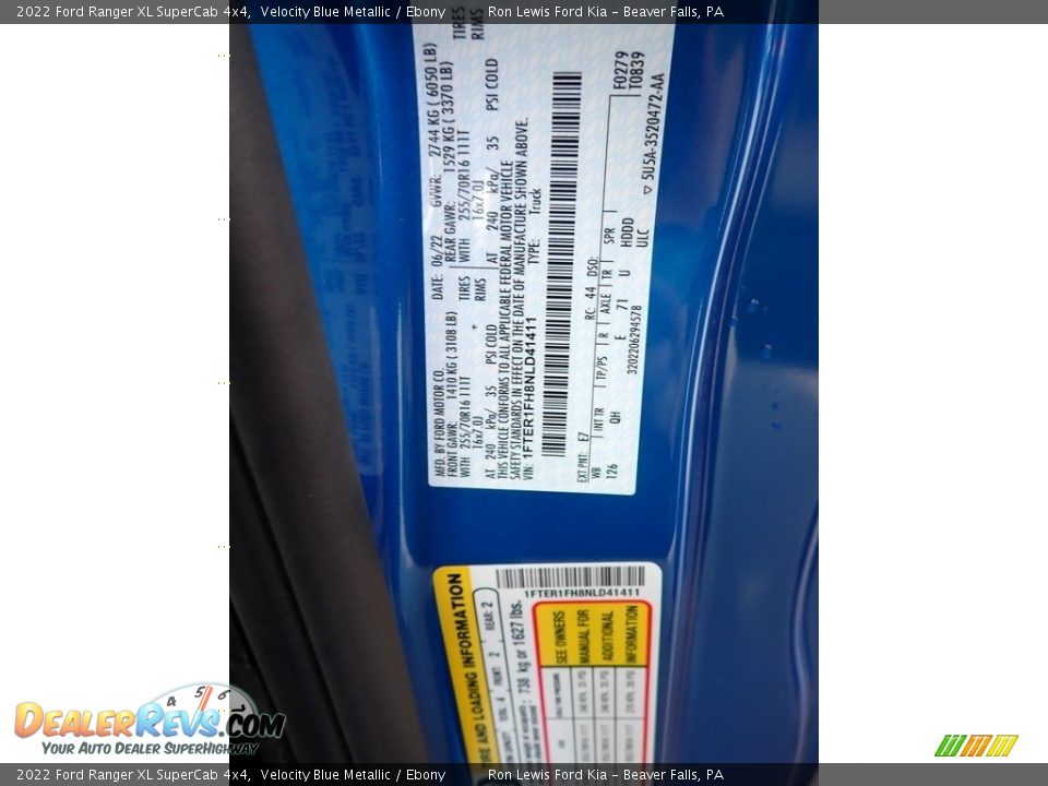 2022 Ford Ranger XL SuperCab 4x4 Velocity Blue Metallic / Ebony Photo #20