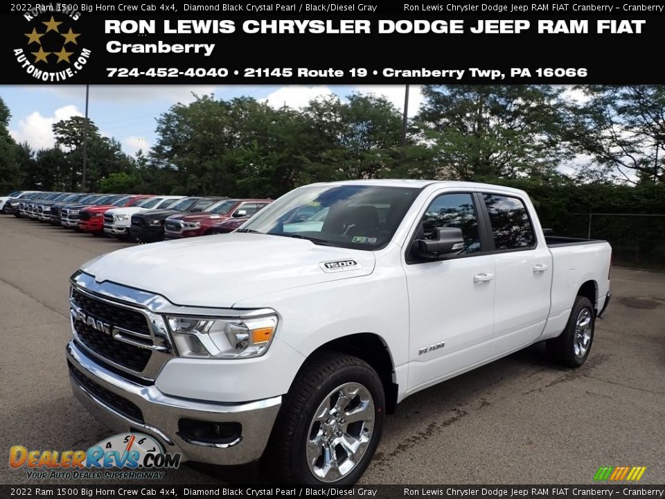 2022 Ram 1500 Big Horn Crew Cab 4x4 Diamond Black Crystal Pearl / Black/Diesel Gray Photo #1