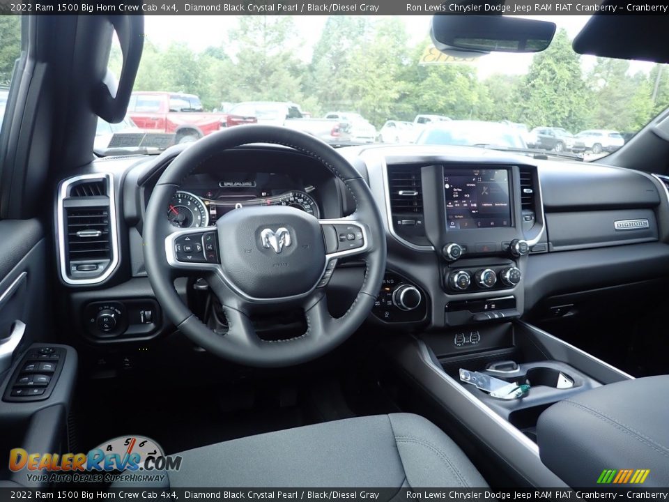 2022 Ram 1500 Big Horn Crew Cab 4x4 Diamond Black Crystal Pearl / Black/Diesel Gray Photo #14
