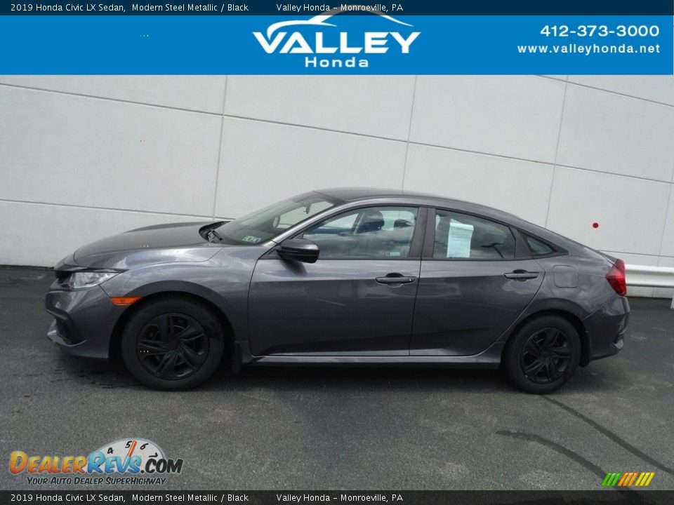 2019 Honda Civic LX Sedan Modern Steel Metallic / Black Photo #2