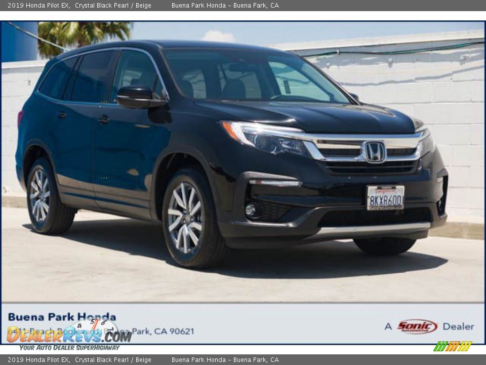 2019 Honda Pilot EX Crystal Black Pearl / Beige Photo #1