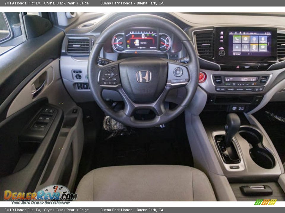 2019 Honda Pilot EX Crystal Black Pearl / Beige Photo #5