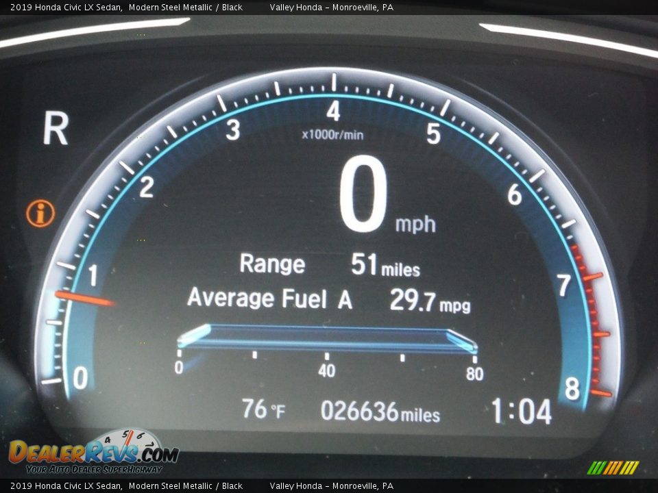 2019 Honda Civic LX Sedan Modern Steel Metallic / Black Photo #25