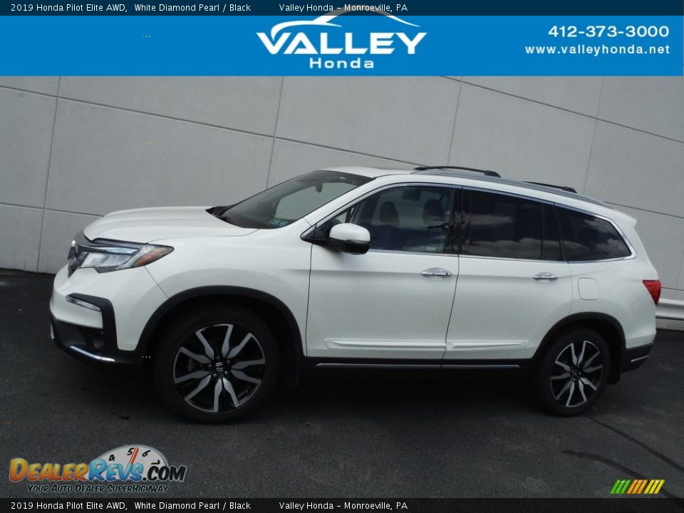 2019 Honda Pilot Elite AWD White Diamond Pearl / Black Photo #2