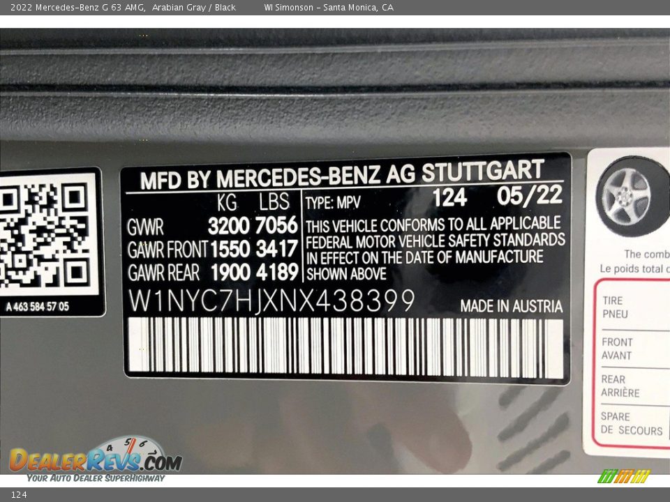 Mercedes-Benz Color Code 124 Arabian Gray