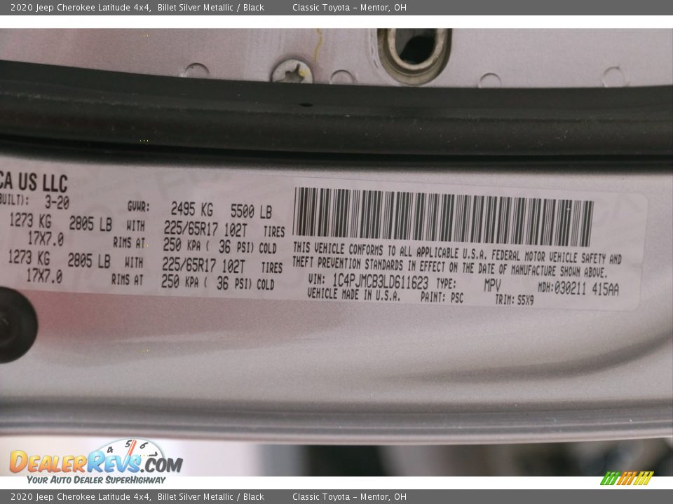 2020 Jeep Cherokee Latitude 4x4 Billet Silver Metallic / Black Photo #22