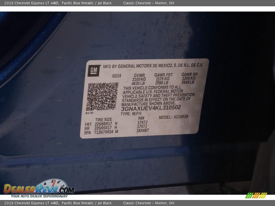 2019 Chevrolet Equinox LT AWD Pacific Blue Metallic / Jet Black Photo #20