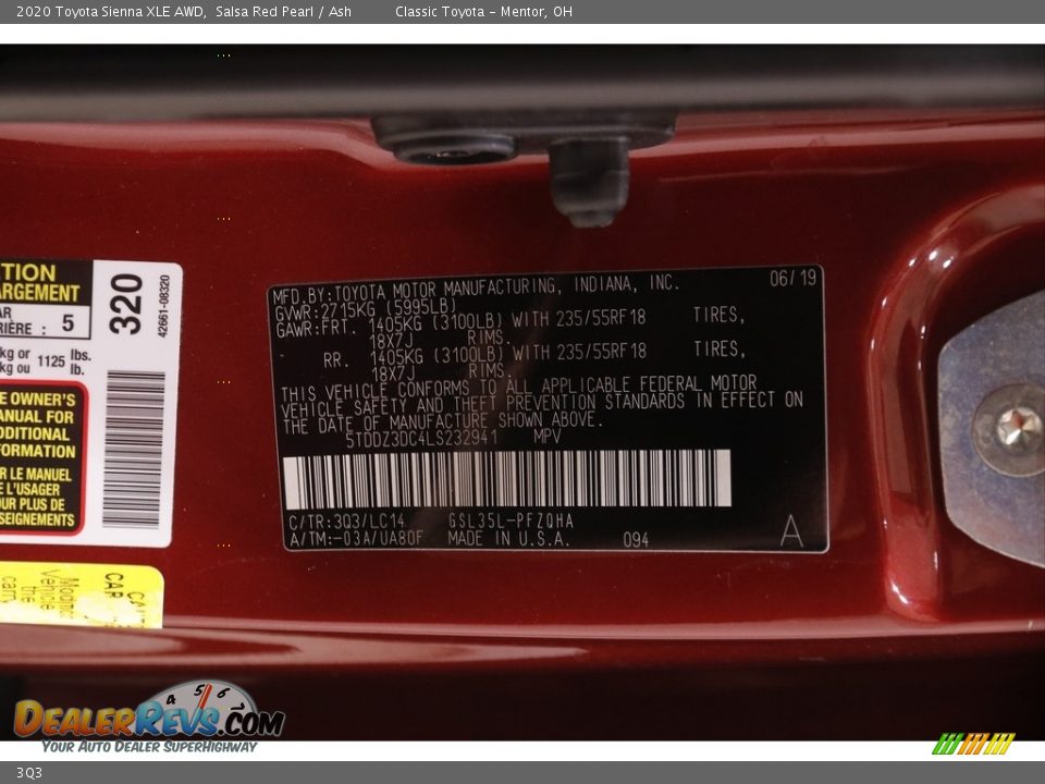 Toyota Color Code 3Q3 Salsa Red Pearl