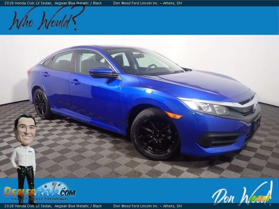 2018 Honda Civic LX Sedan Aegean Blue Metallic / Black Photo #1