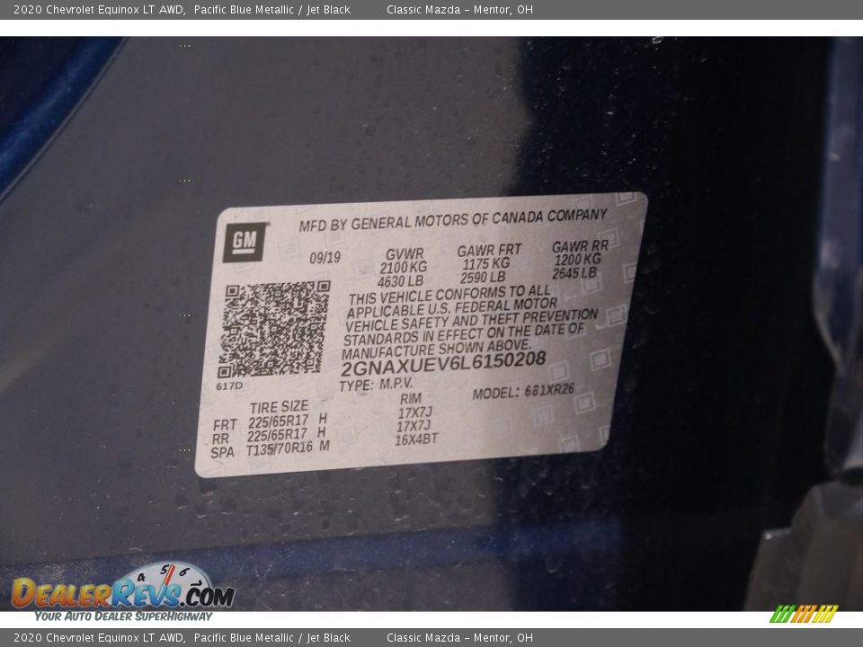 2020 Chevrolet Equinox LT AWD Pacific Blue Metallic / Jet Black Photo #20