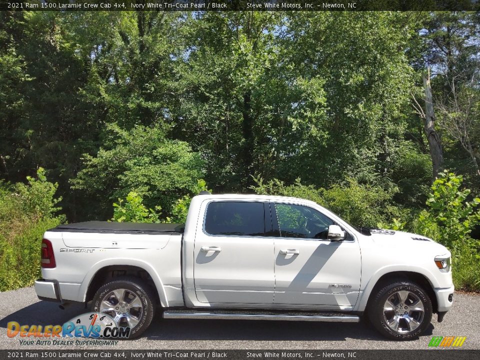 2021 Ram 1500 Laramie Crew Cab 4x4 Ivory White Tri-Coat Pearl / Black Photo #5