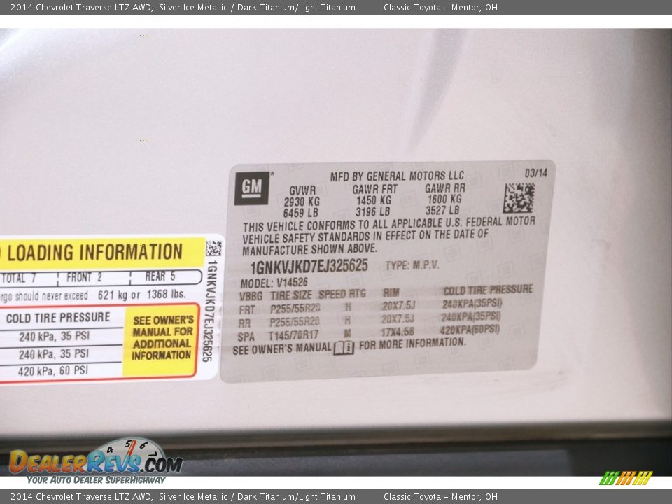 2014 Chevrolet Traverse LTZ AWD Silver Ice Metallic / Dark Titanium/Light Titanium Photo #23
