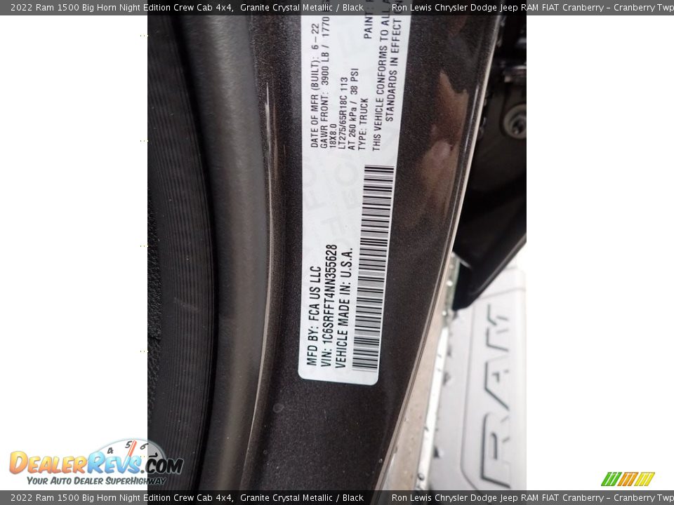 2022 Ram 1500 Big Horn Night Edition Crew Cab 4x4 Granite Crystal Metallic / Black Photo #20