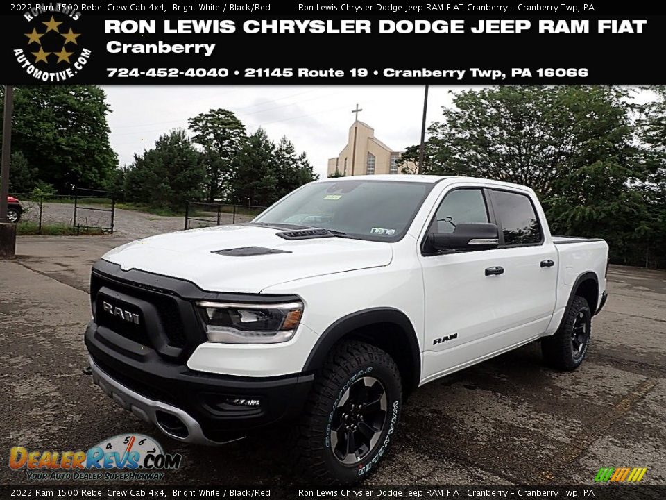 2022 Ram 1500 Rebel Crew Cab 4x4 Bright White / Black/Red Photo #1