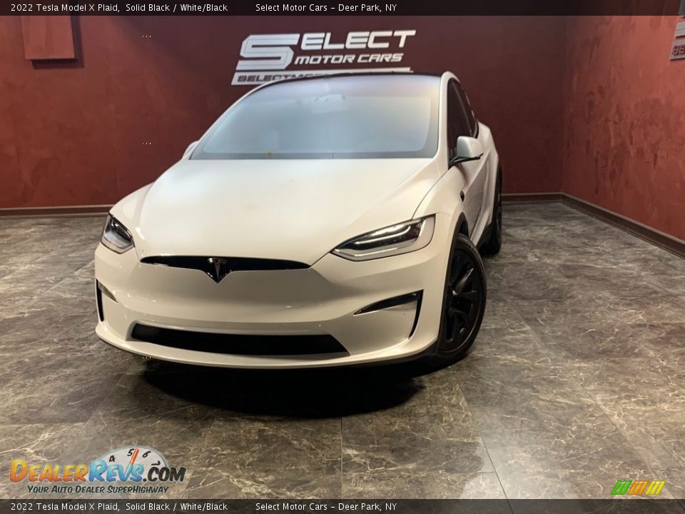 2022 Tesla Model X Plaid Solid Black / White/Black Photo #1