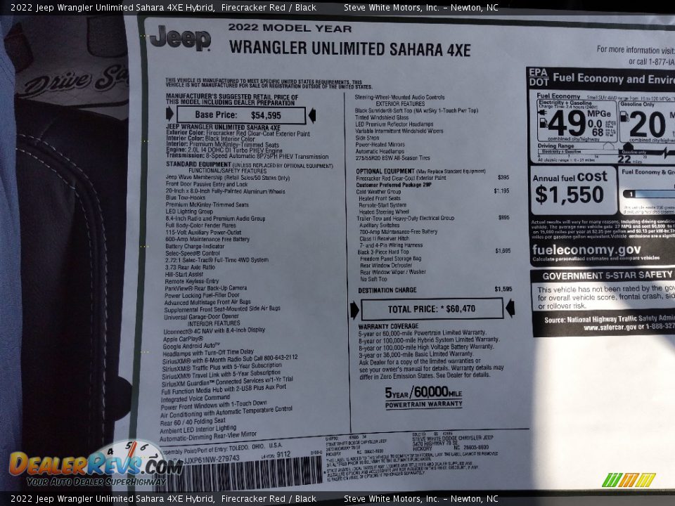 2022 Jeep Wrangler Unlimited Sahara 4XE Hybrid Window Sticker Photo #34