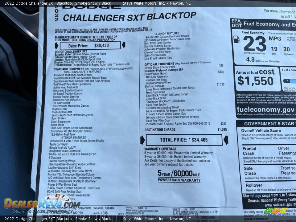 2022 Dodge Challenger SXT Blacktop Smoke Show / Black Photo #26